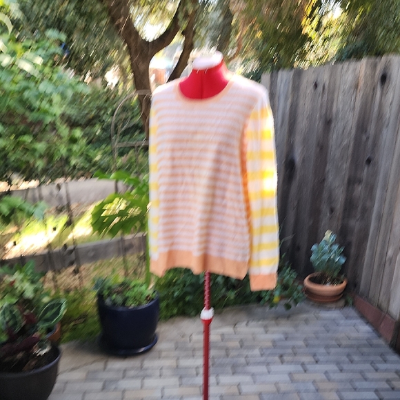 Saks Fifth Avenue Yellow and Cream Striped Sweater - Picture 1 of 5